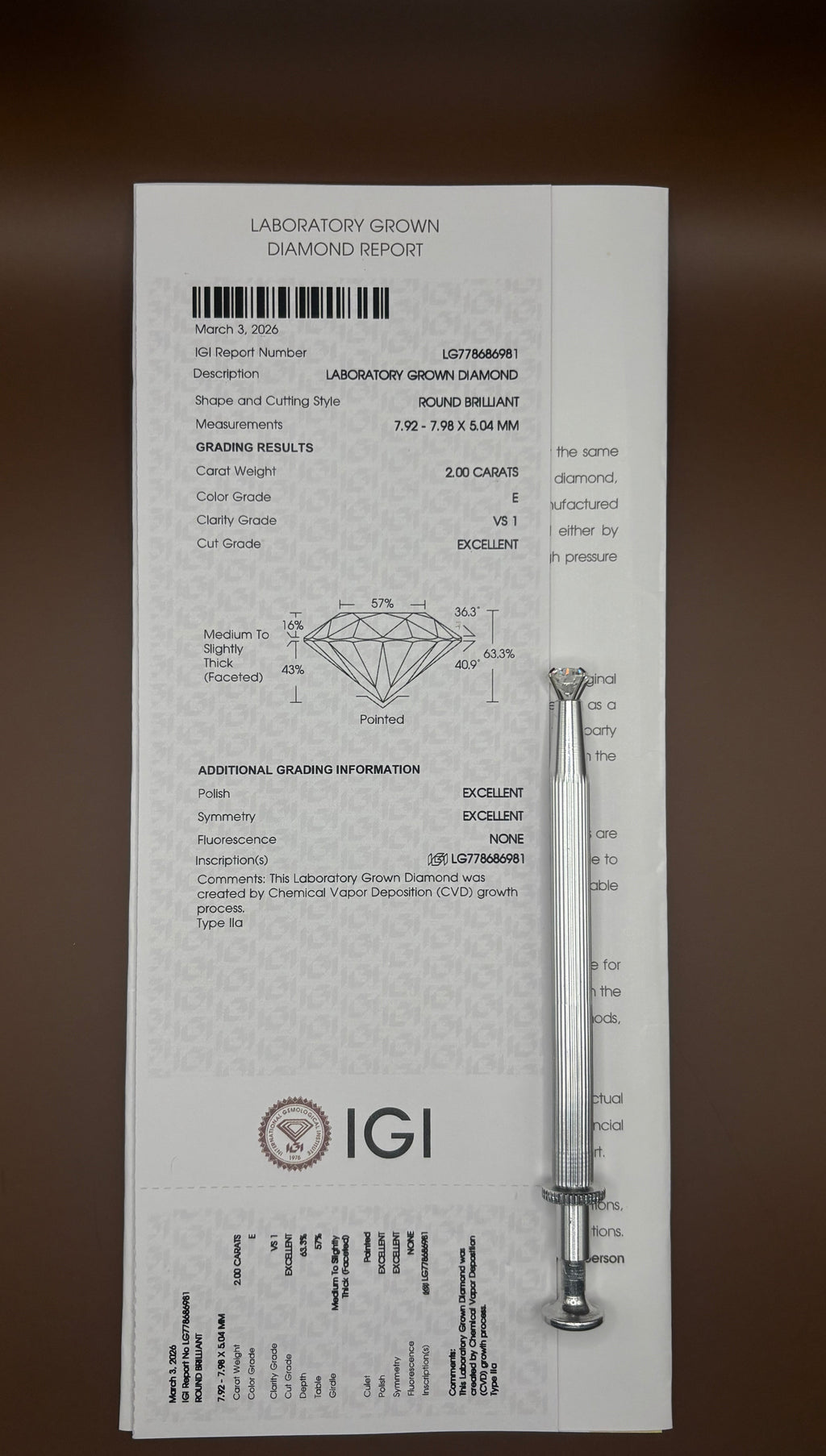 Round Brilliant 2.00ct E VS1