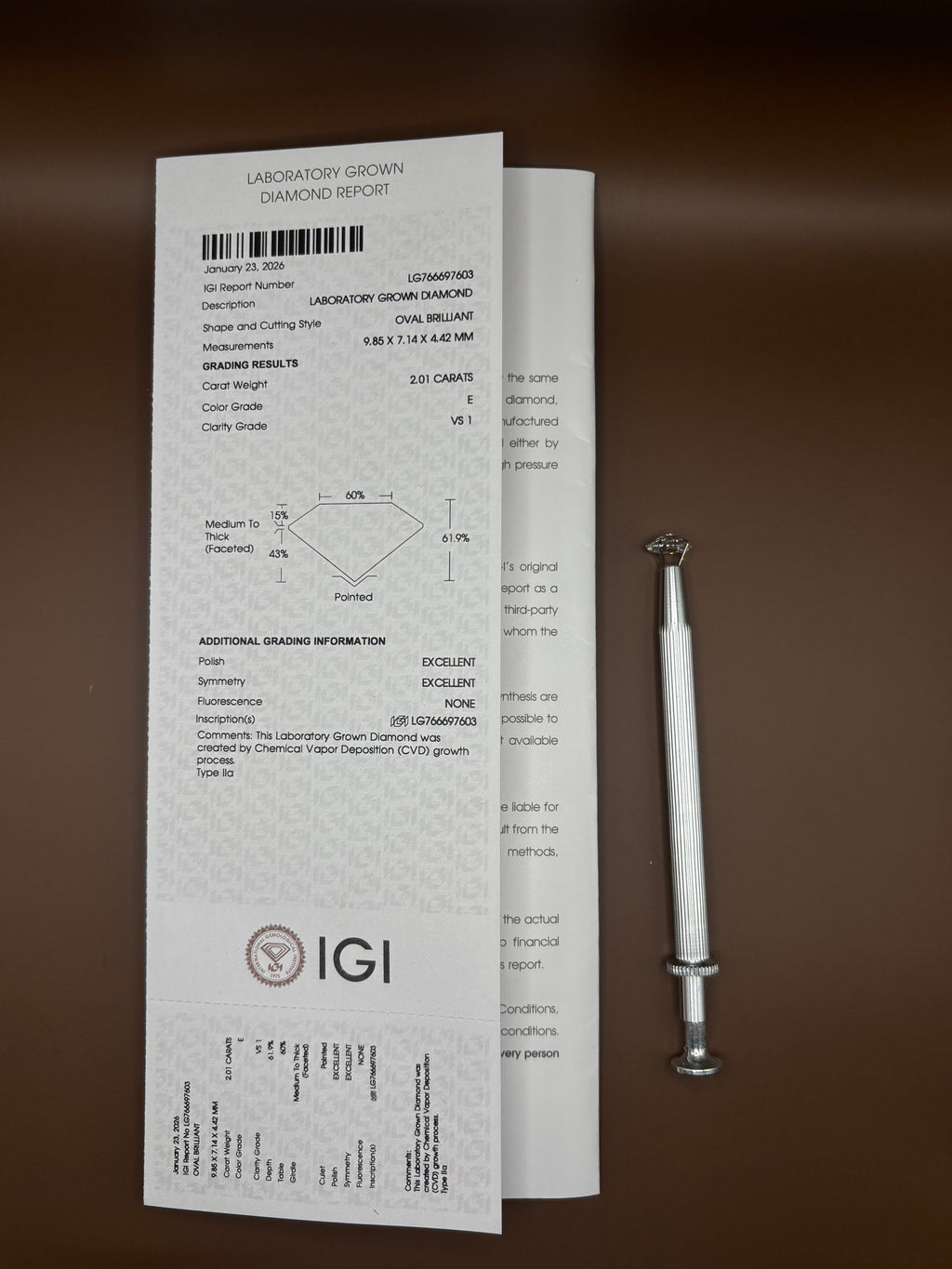 Oval Brilliant 2.01ct E VS1
