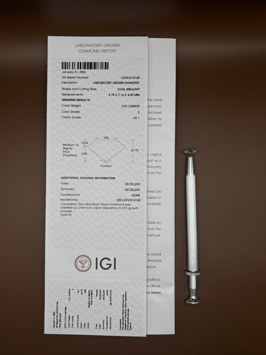 Oval Brilliant 2.01ct E VS1