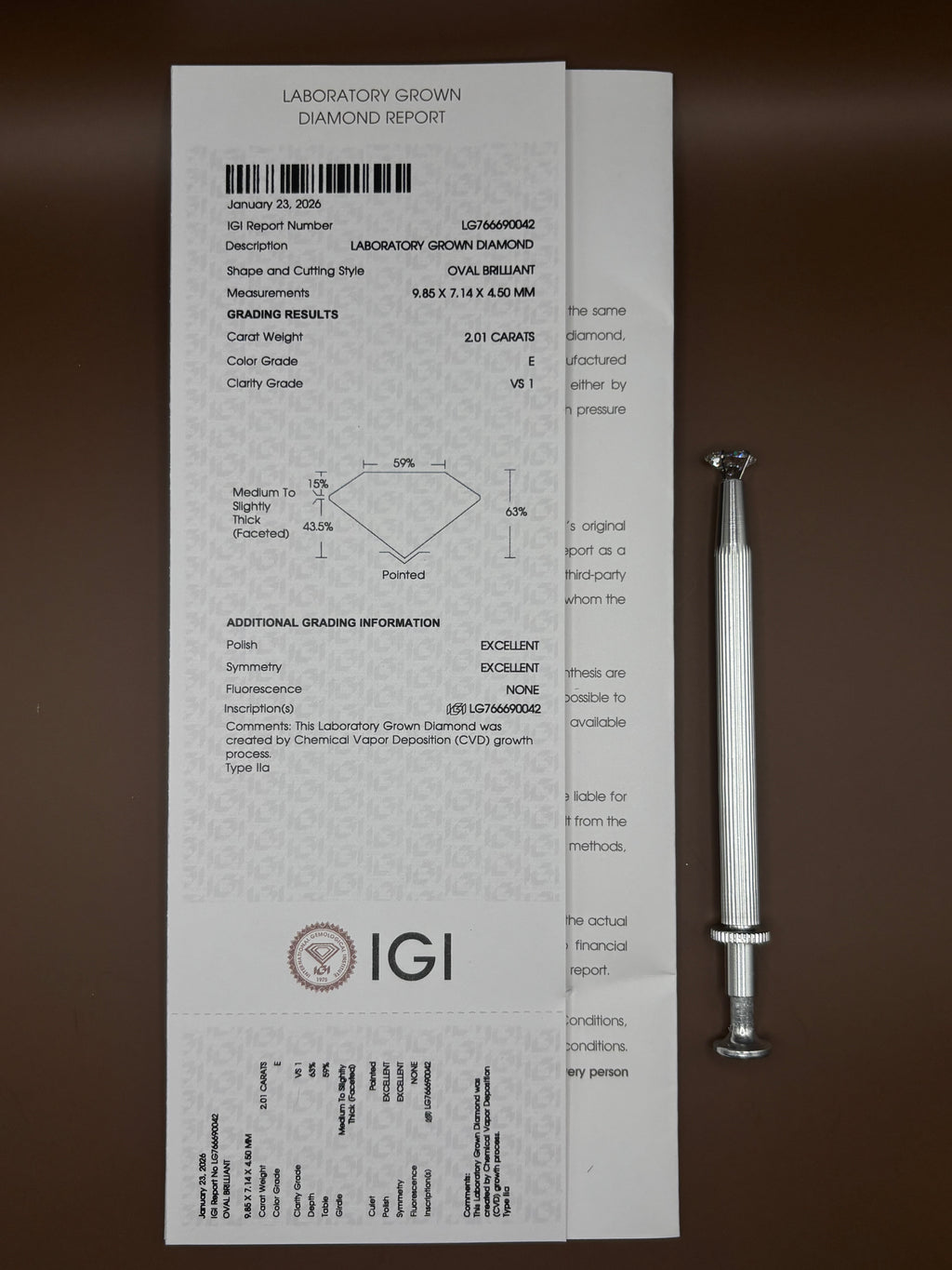 Oval Brilliant 2.01ct E VS1