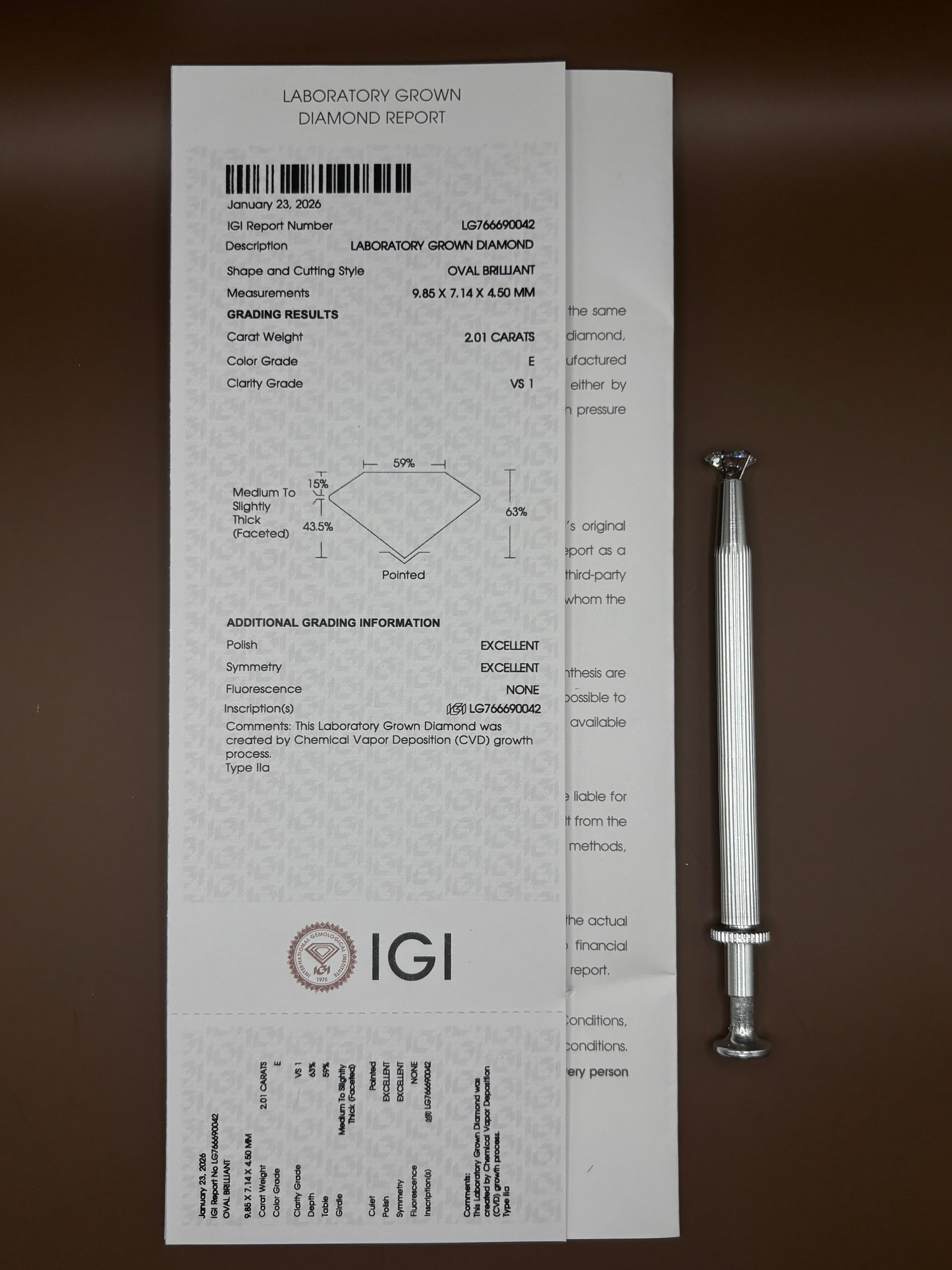 Oval Brilliant 2.01ct E VS1