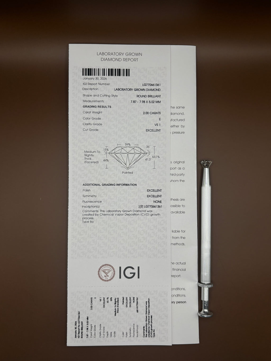 Round Brilliant 2.00ct E VS1