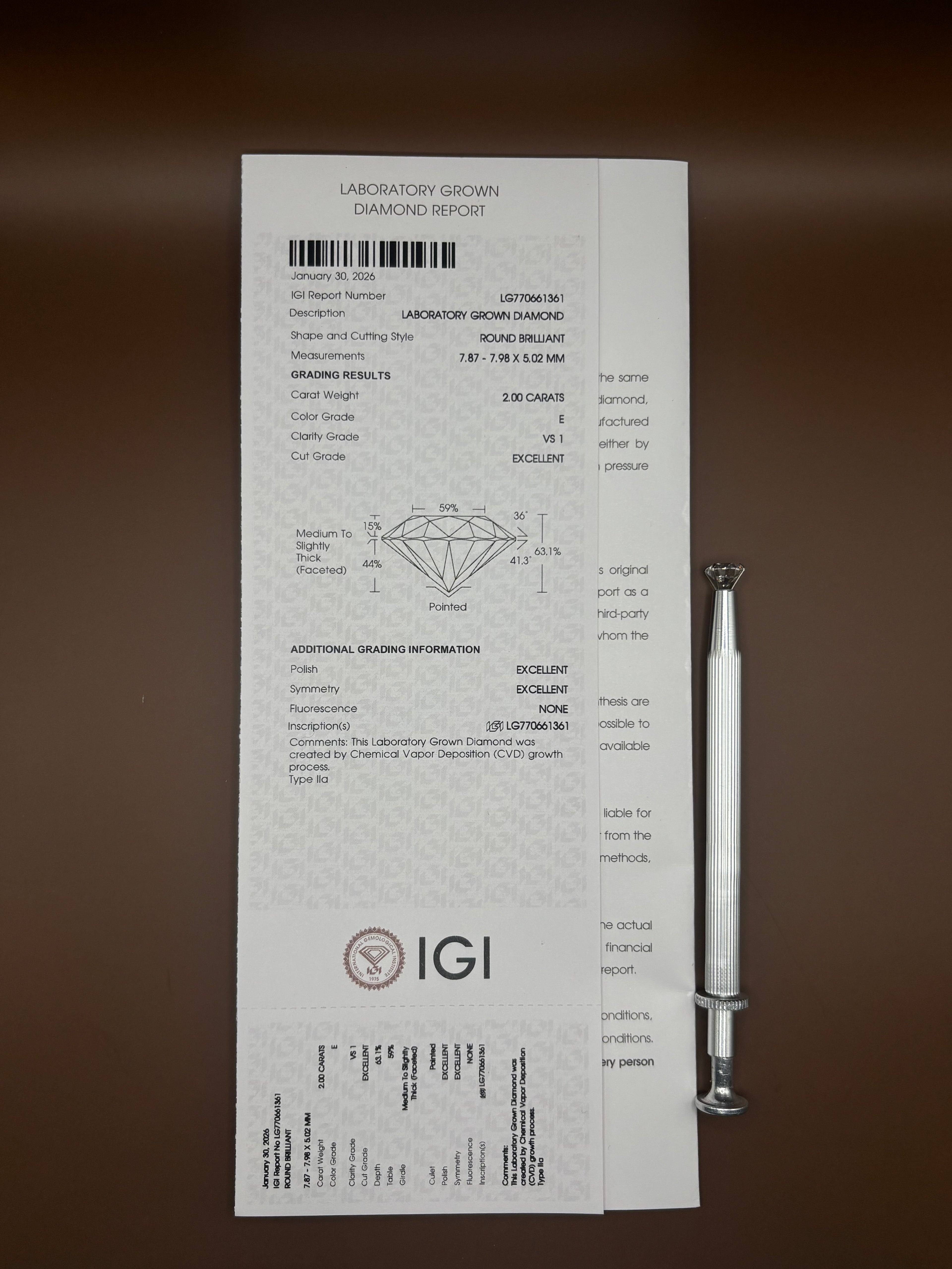 Round Brilliant 2.00ct E VS1