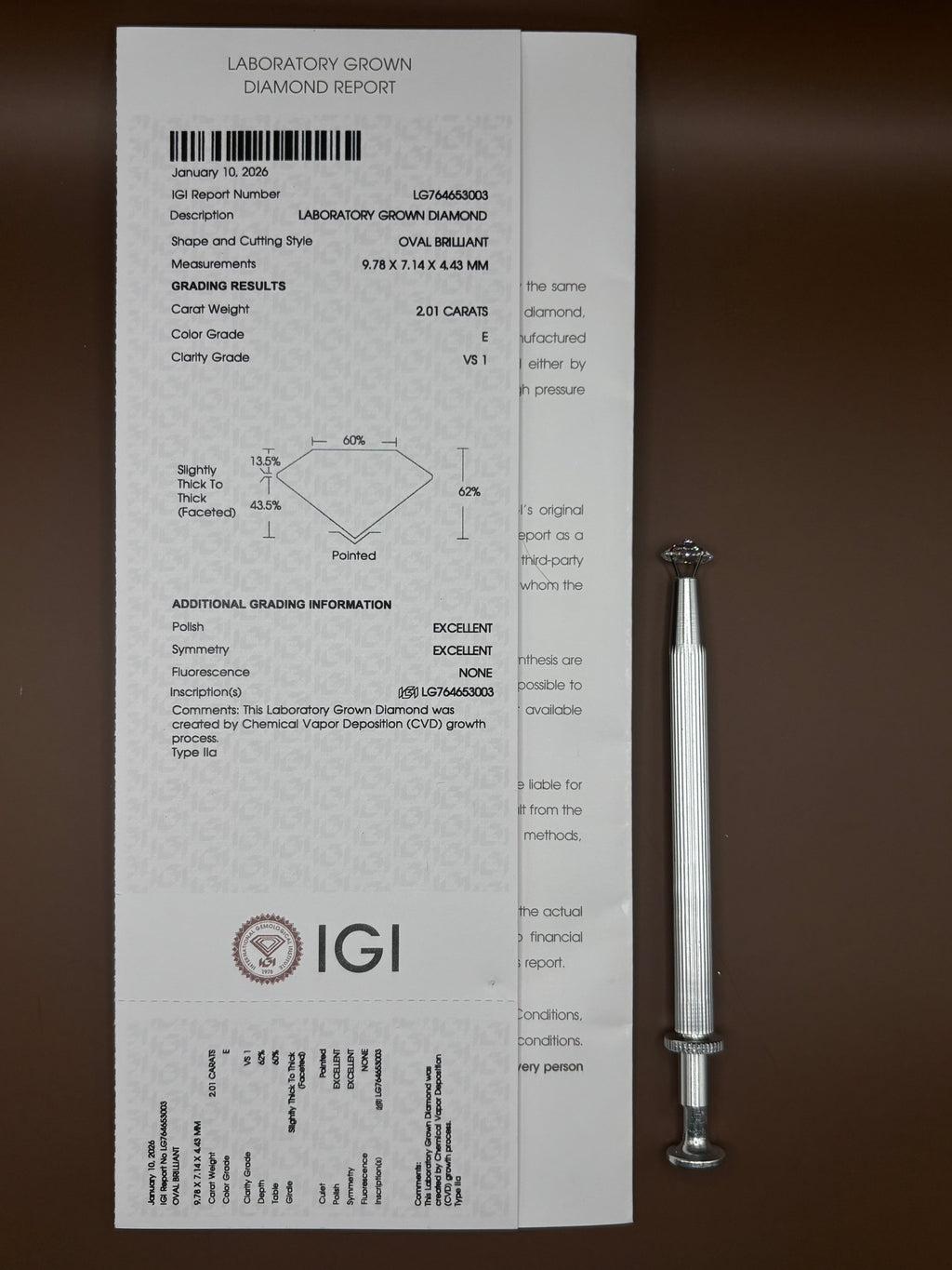 Oval Brilliant 2.01ct E VS1
